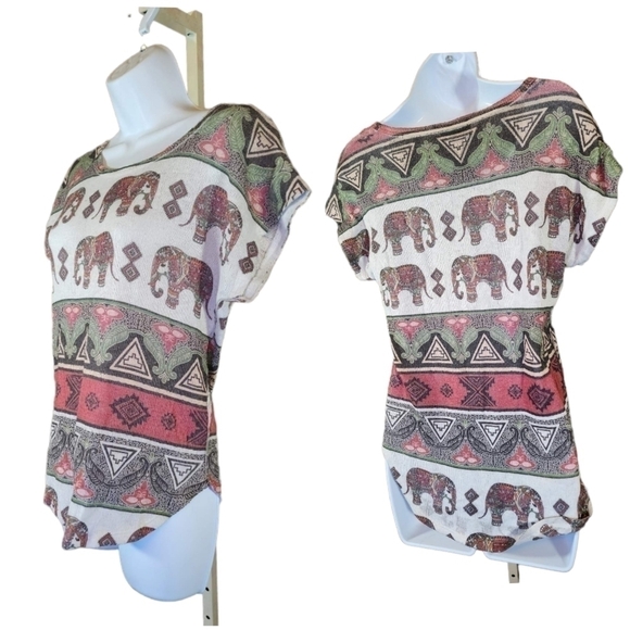 BOHEMIAN Elephant Woven Tunic Top - Picture 1 of 3